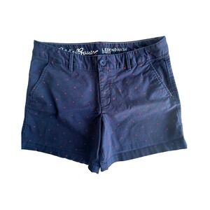 Eddie Bauer Legendwash Stretch Navy Red Polka Dot Shorts Womens 6 Slightly Curvy